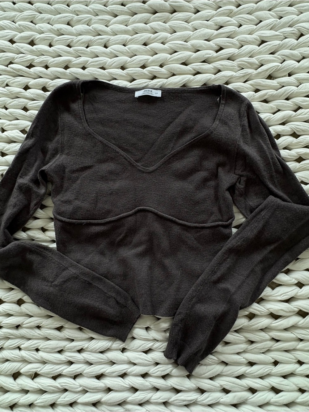 Ardene Taupe Knit V-Neck Top